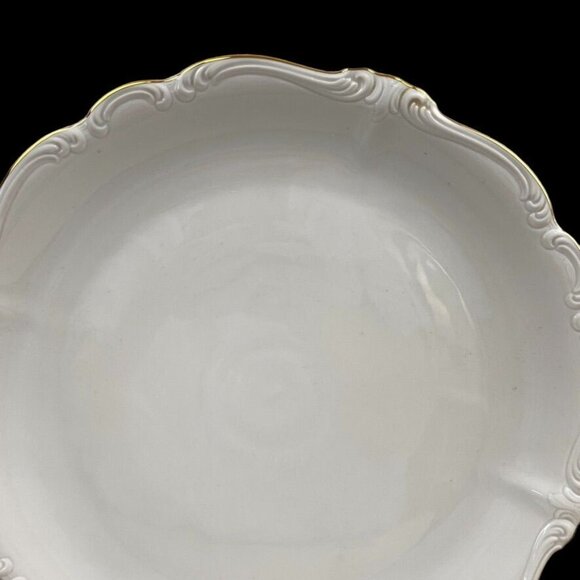 Johann Haviland White Embossed 13" Porcelain Serving Platter Gold Trim Bavaria - Picture 7 of 10